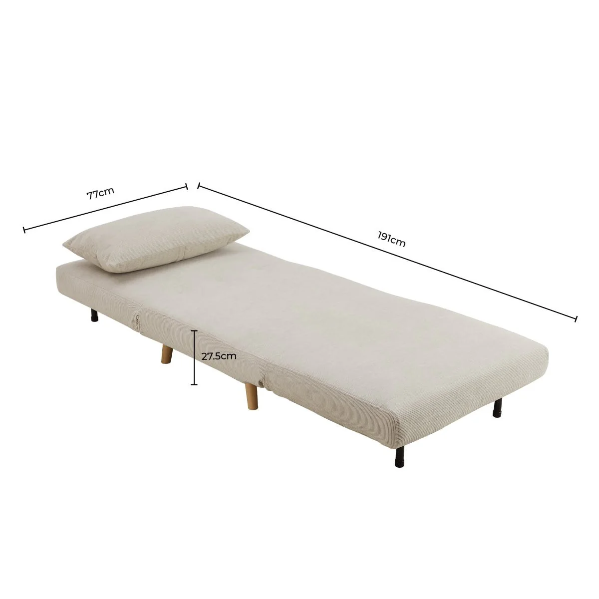 Seattle Single Click Clack Sofa Bed - Sand Stripe - Image 9
