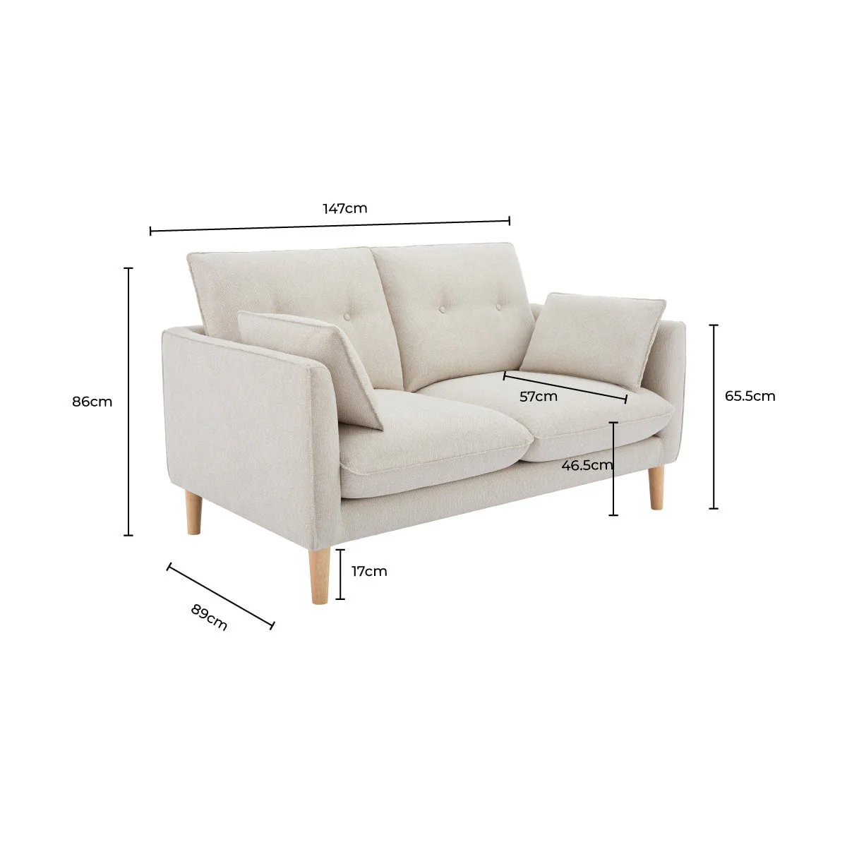 Shoreditch 2 Seater Sofa - Natural - Image 11