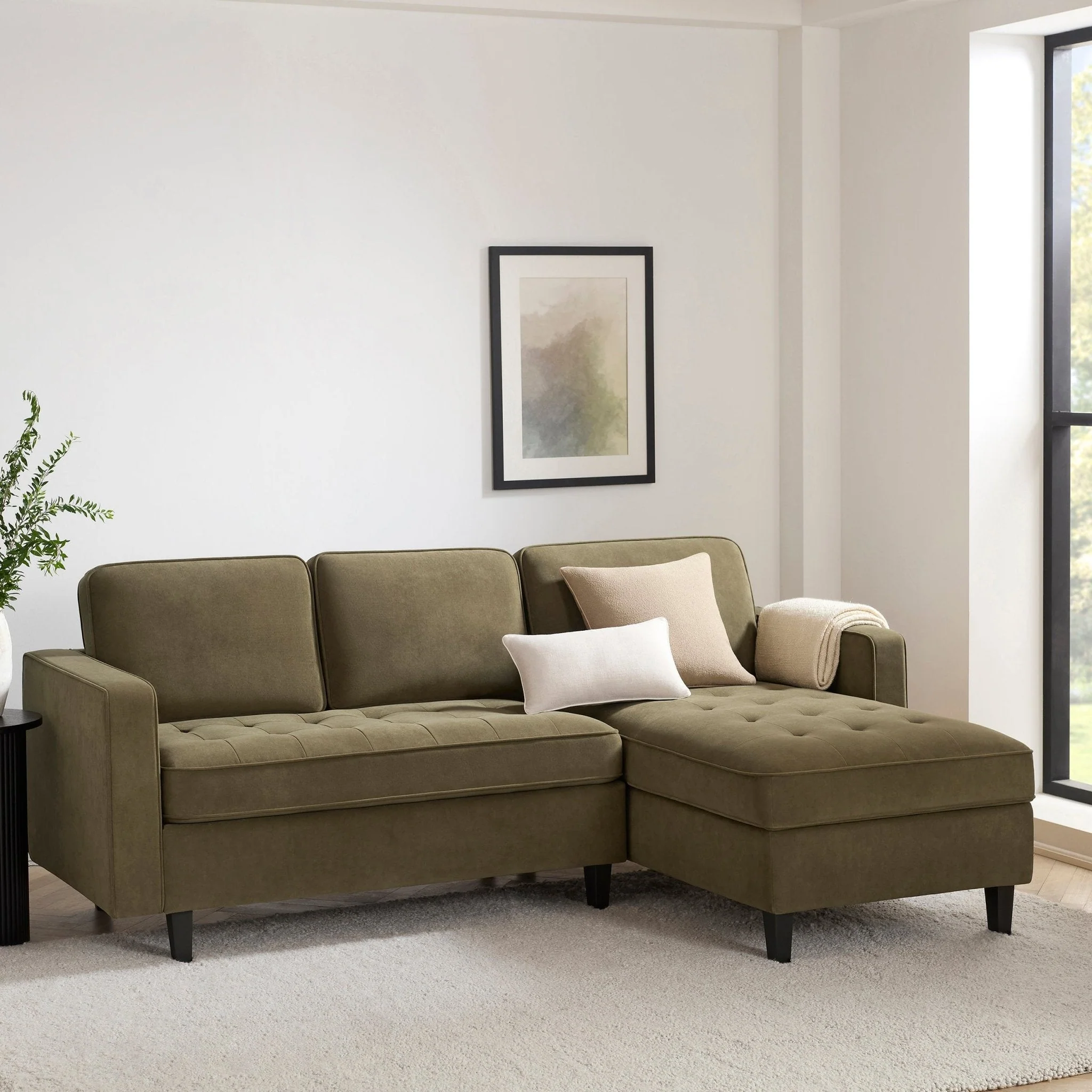 Sloane Right Hand Storage Chaise Sofa - Olive