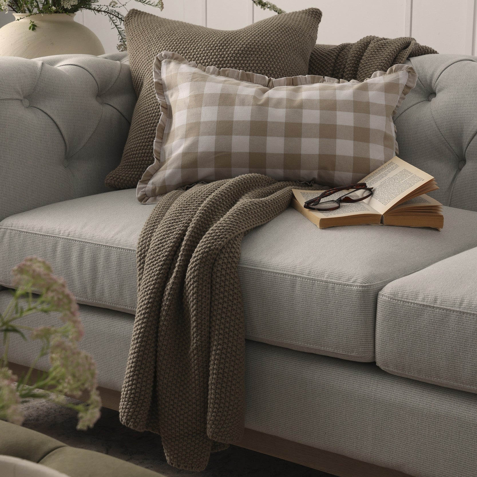St Ives Knit Sofa Throw - Taupe