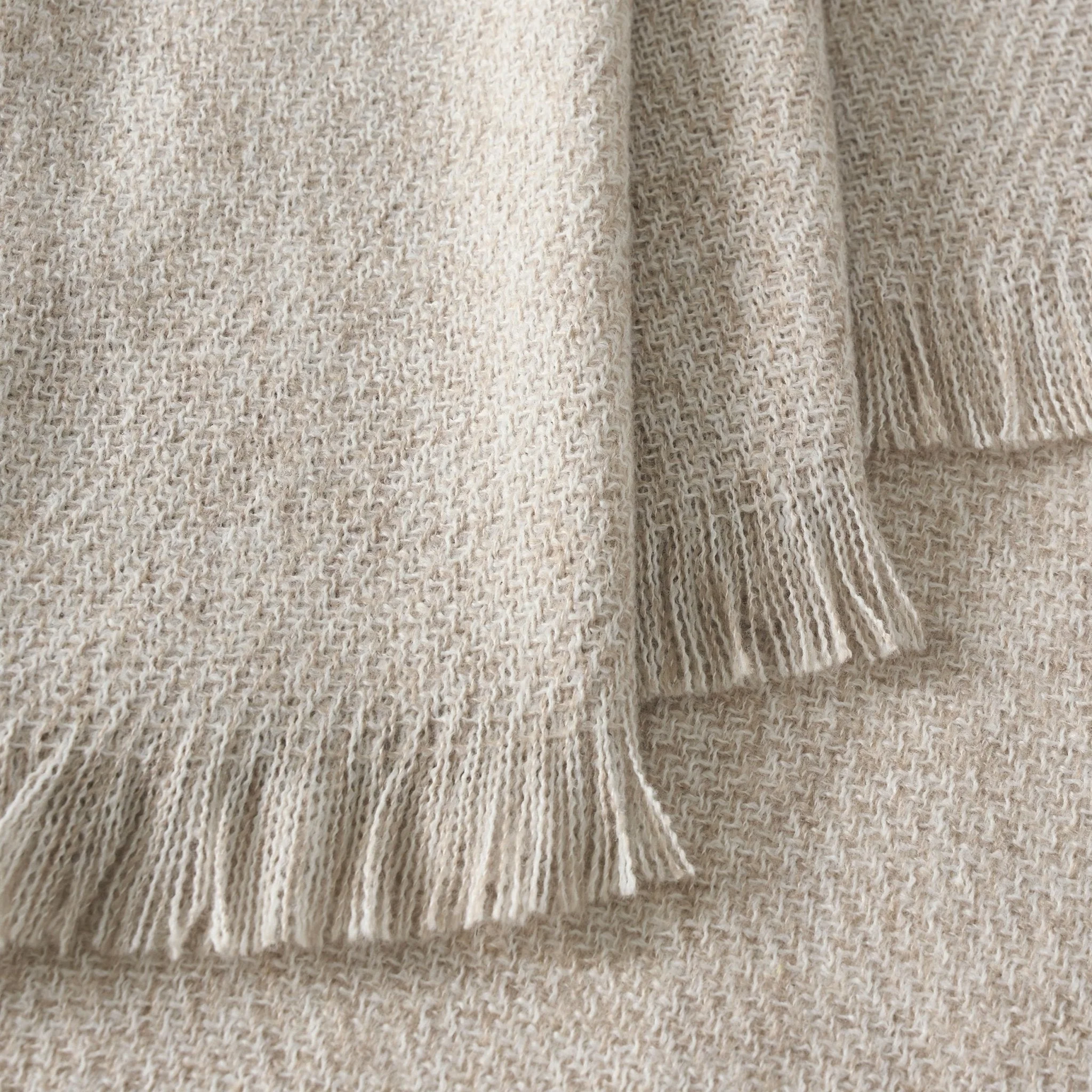 Super Soft Marled Tassel Sofa Throw - Natural - Image 3