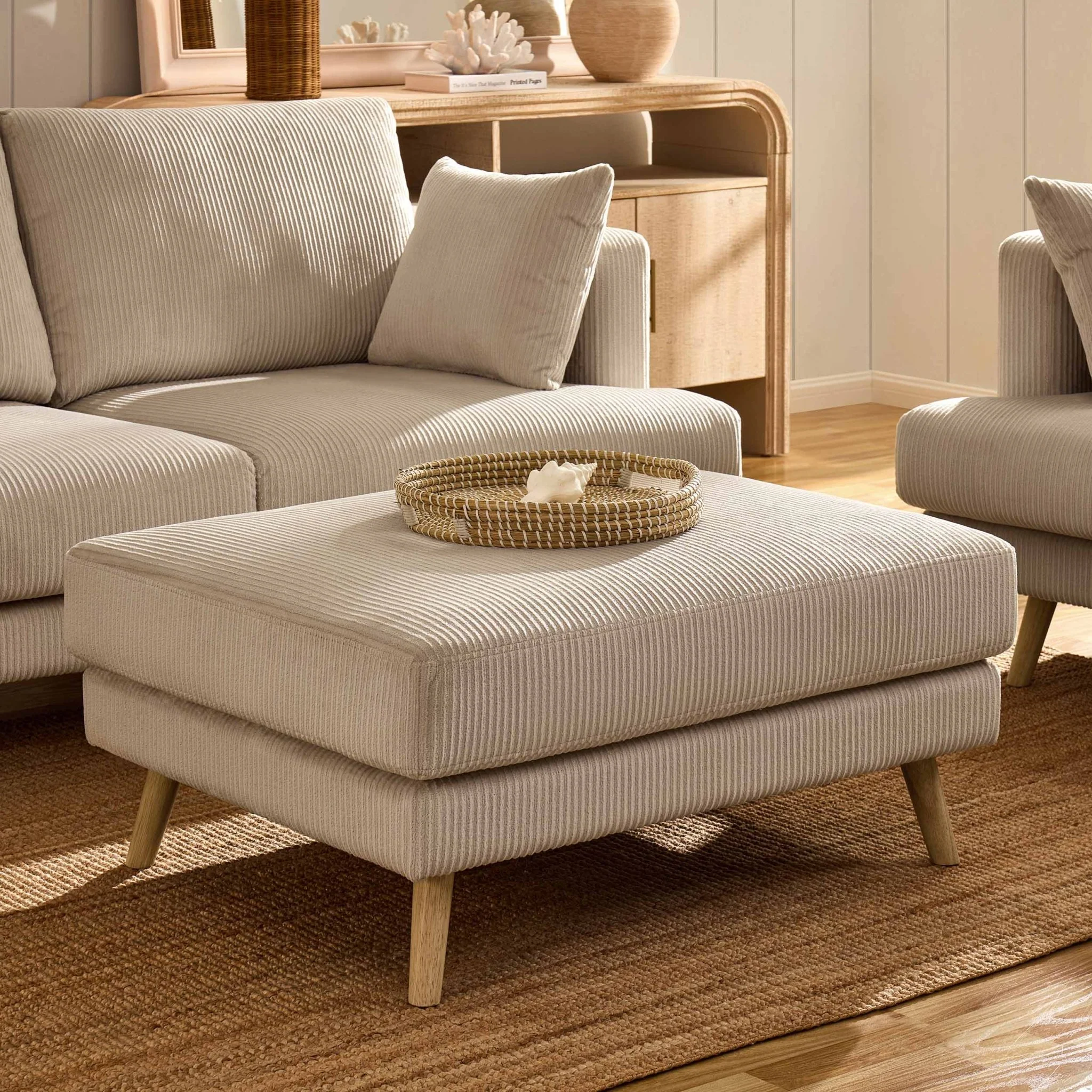 Sweden Pouffe - Rib Ecru