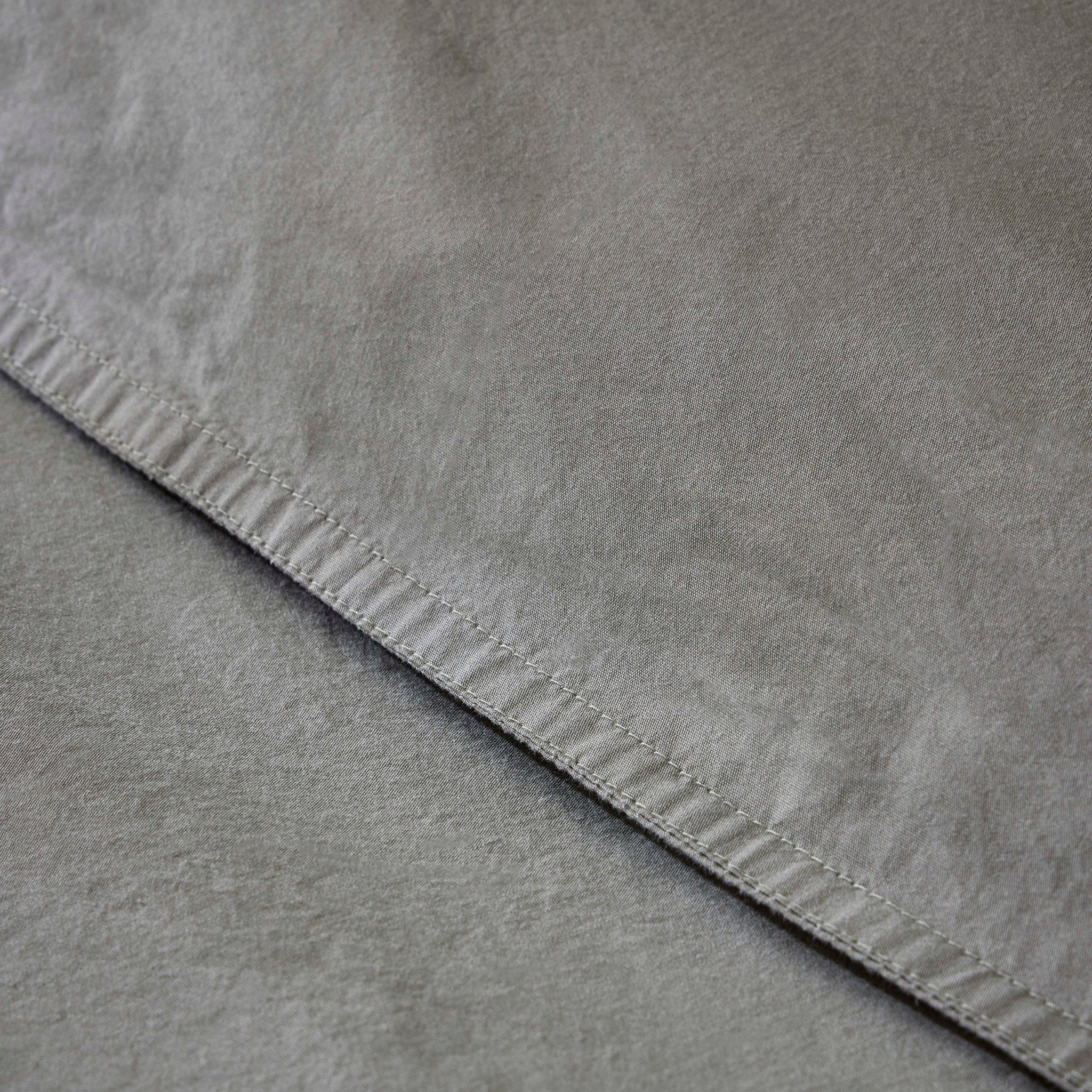 Washed Cotton 200 Thread Count Plain Dye Duvet Cover & Pillowcase Set - Olive - Image 2