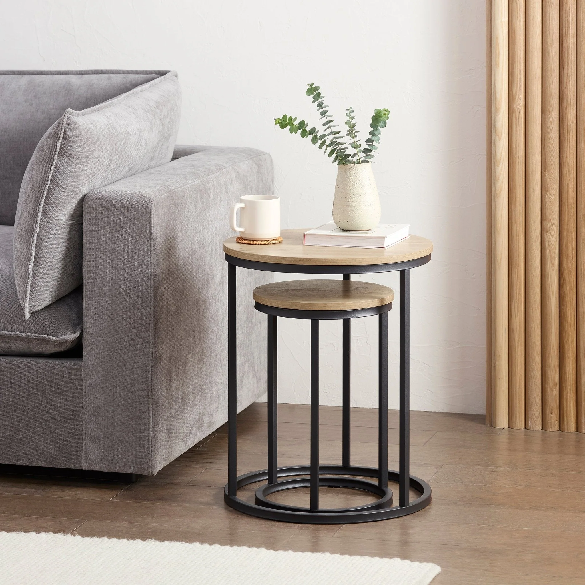 Willow Round Nesting Side Table - Wood - Image 2