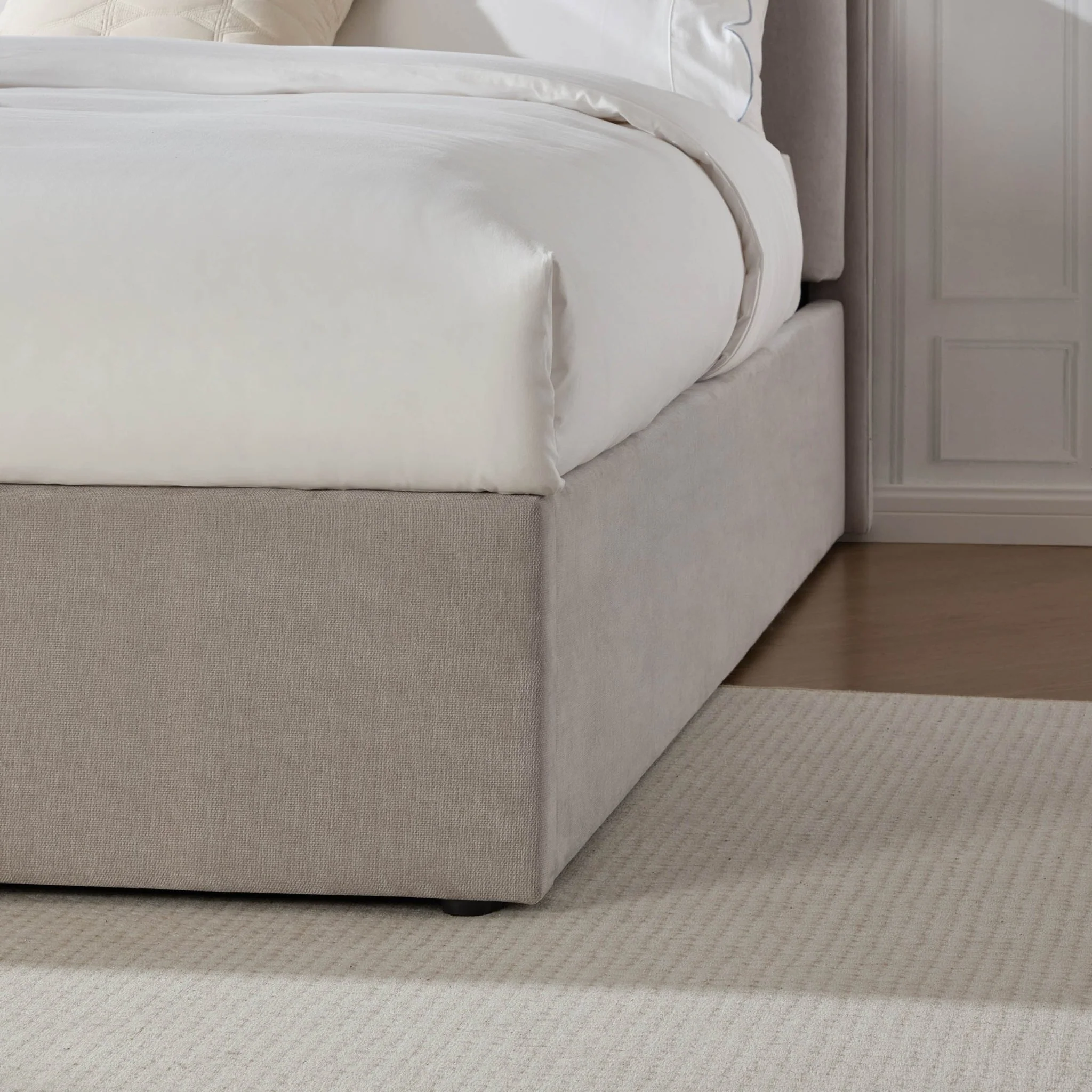 Wiltshire Chenille Ottoman Storage Bed - Light Grey - Image 5